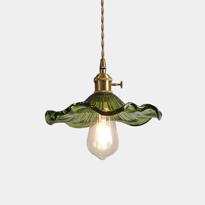 Lámpara Colgante de Flor Hibiscus de Cristal Decorativo – Elegante, Artística y Moderna-Lamp-Hogar88-Verde-Hogar88