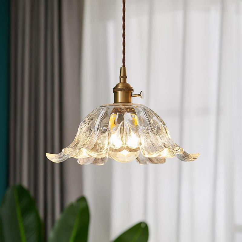 Lámpara Colgante de Flor en Vidrio Dorado – Estilo Refinado para un Ambiente Lujoso-Ceiling Light Fixtures-Hogar88-Hogar88