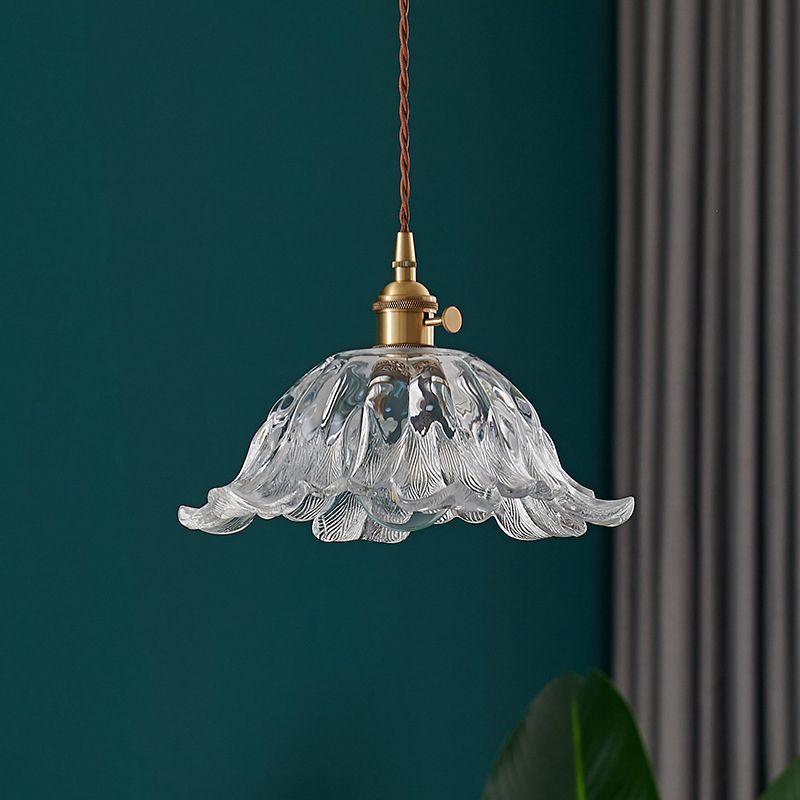 Lámpara Colgante de Flor en Vidrio Dorado – Estilo Refinado para un Ambiente Lujoso-Ceiling Light Fixtures-Hogar88-Hogar88