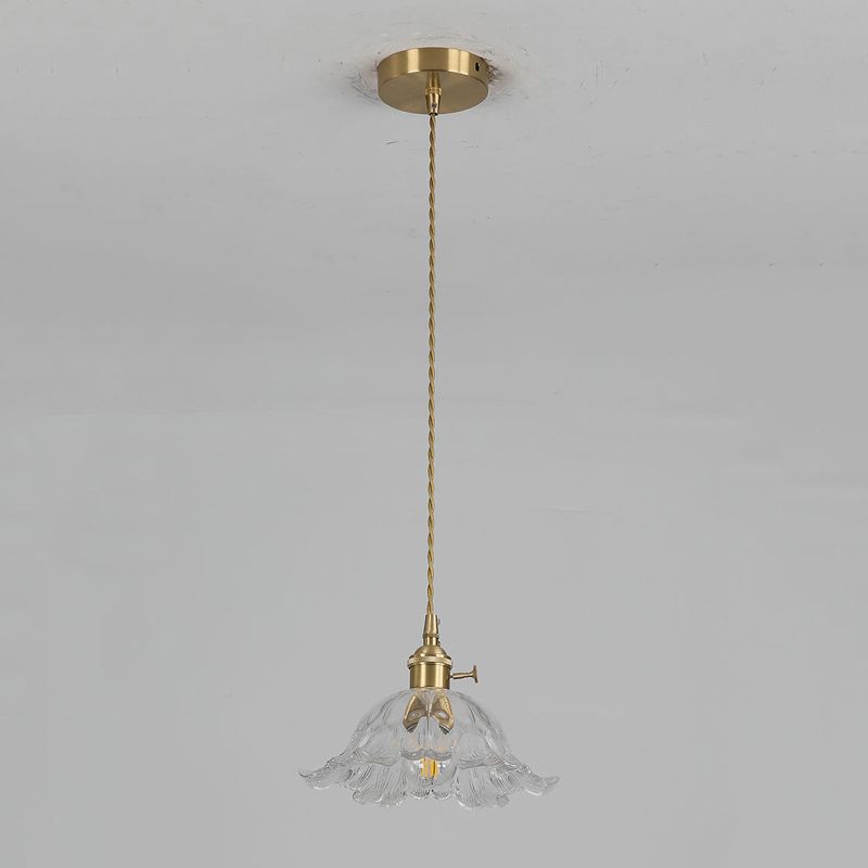 Lámpara Colgante de Flor en Vidrio Dorado – Estilo Refinado para un Ambiente Lujoso-Ceiling Light Fixtures-Hogar88-Hogar88