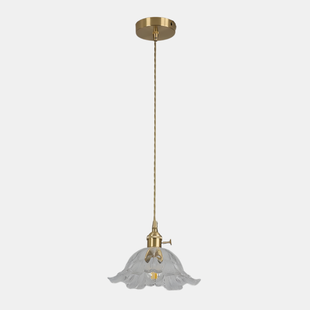 Lámpara Colgante de Flor en Vidrio Dorado – Estilo Refinado para un Ambiente Lujoso-Ceiling Light Fixtures-Hogar88-Dia 22cm-Hogar88