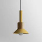 Lámpara Colgante de Metal y Madera – Estilo Nórdico Colorido-Ceiling Light Fixtures-Hogar88-Amarillo-Disco-Hogar88
