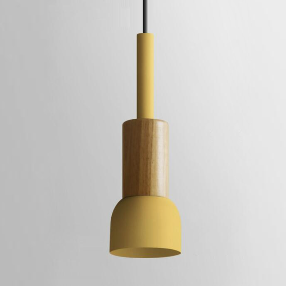 Lámpara Colgante de Metal y Madera – Estilo Nórdico Colorido-Ceiling Light Fixtures-Hogar88-Amarillo-Tambor-Hogar88
