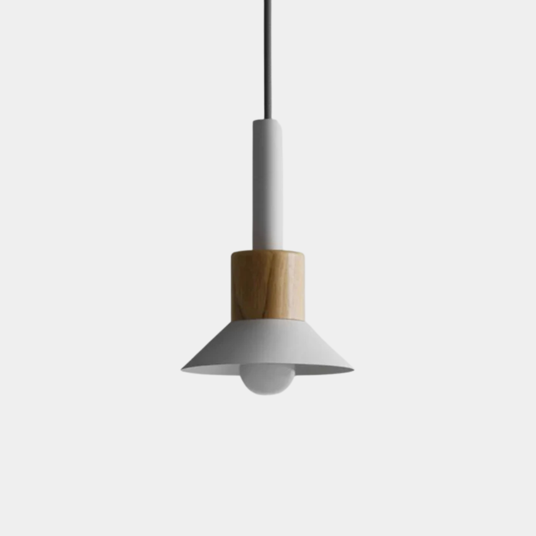 Lámpara Colgante de Metal y Madera – Estilo Nórdico Colorido-Ceiling Light Fixtures-Hogar88-Blanco-Disco-Hogar88