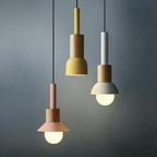 Lámpara Colgante de Metal y Madera – Estilo Nórdico Colorido-Ceiling Light Fixtures-Hogar88-Hogar88