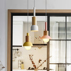 Lámpara Colgante de Metal y Madera – Estilo Nórdico Colorido-Ceiling Light Fixtures-Hogar88-Hogar88