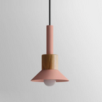 Lámpara Colgante de Metal y Madera – Estilo Nórdico Colorido-Ceiling Light Fixtures-Hogar88-Rosa-Disco-Hogar88