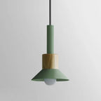 Lámpara Colgante de Metal y Madera – Estilo Nórdico Colorido-Ceiling Light Fixtures-Hogar88-Verde-Disco-Hogar88