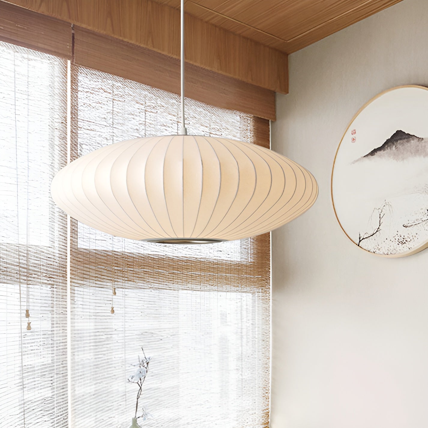 Lámpara Colgante de Tela Redonda – Luz Suave y Estilo Moderno-Ceiling Light Fixtures-Hogar88-Hogar88