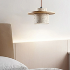 Lámpara Colgante de Travertino – Diseño Japandi con Luz Cálida-Ceiling Light Fixtures-Hogar88-Hogar88