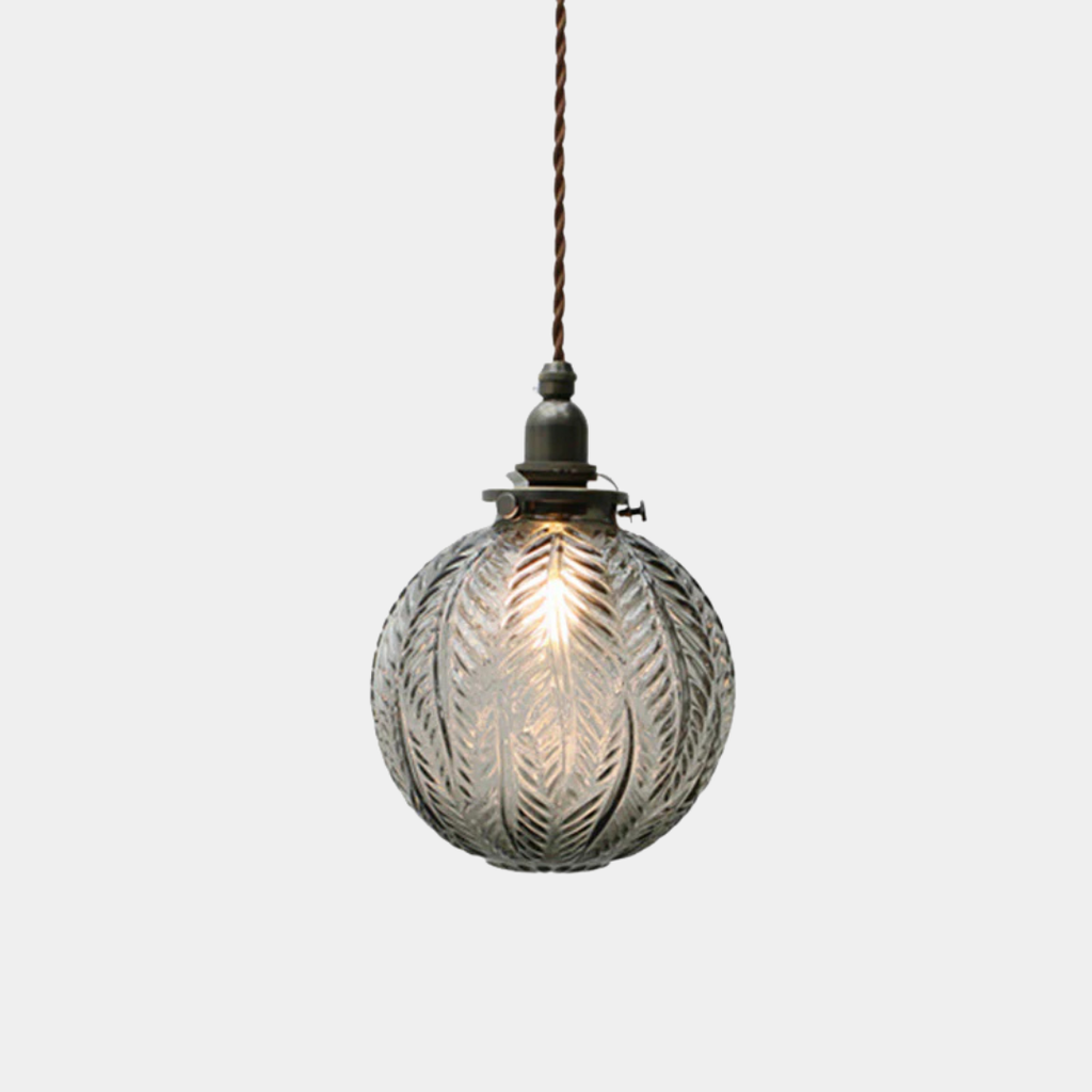 Lámpara Colgante de Vidrio Ahumado – Estilo Colonial con Diseño Pluma-Ceiling Light Fixtures-Hogar88-Gris humo-Hogar88