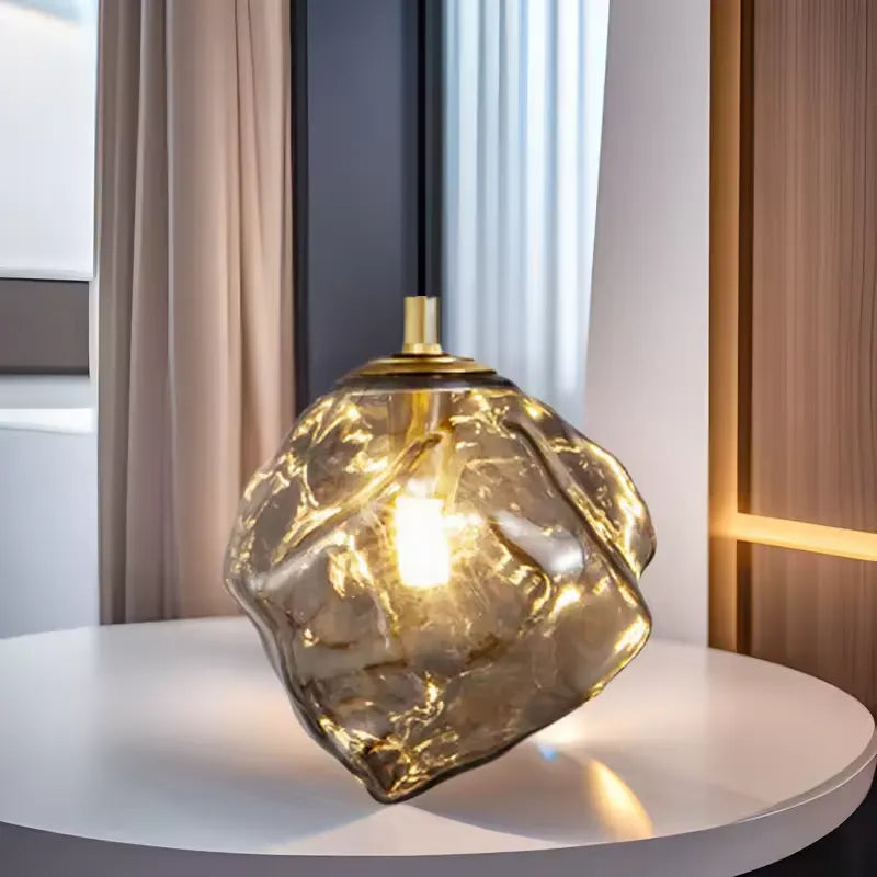 Lámpara Colgante de Vidrio Lava – Luz Artística para Interiores-Ceiling Light Fixtures-Hogar88-Cognac-Blanco cálido-Hogar88