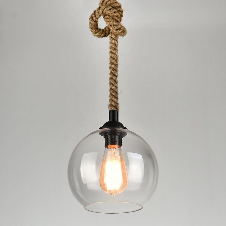 Lámpara Colgante de Vidrio con Cuerda – Estilo Retro para Interiores-Ceiling Light Fixtures-Hogar88-Hogar88