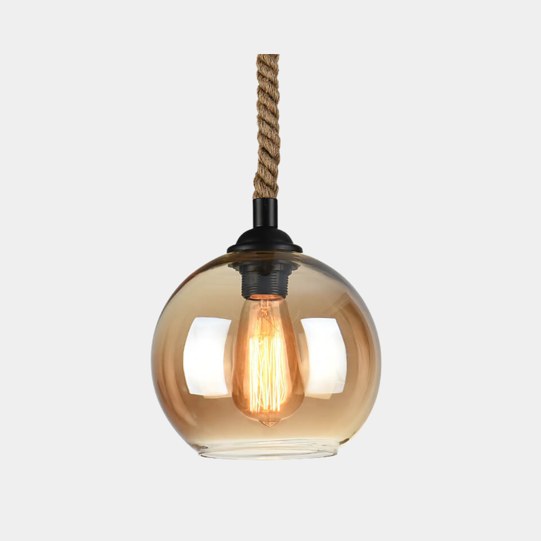 Lámpara Colgante de Vidrio con Cuerda – Estilo Retro para Interiores-Ceiling Light Fixtures-Hogar88-Hogar88