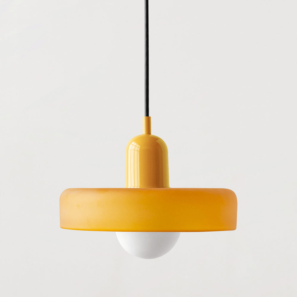 Lámpara Colgante de Vidrio de Color – Moderna, Altura Ajustable y de Diseño Artístico-Lamp-Hogar88-Amarillo helado-Amarillo-25 x 18 cm-Hogar88
