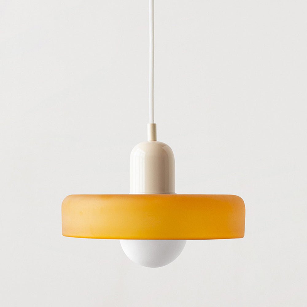 Lámpara Colgante de Vidrio de Color – Moderna, Altura Ajustable y de Diseño Artístico-Lamp-Hogar88-Amarillo helado-Beige-25 x 18 cm-Hogar88