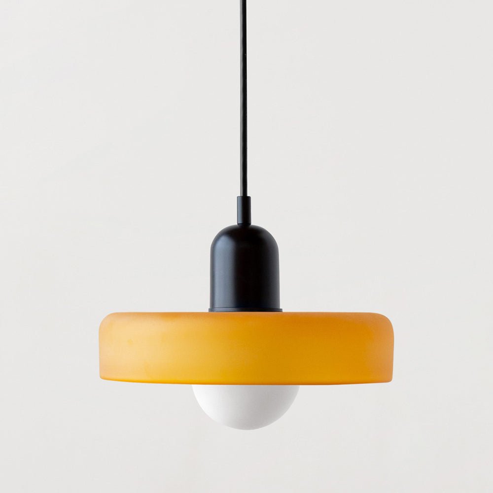 Lámpara Colgante de Vidrio de Color – Moderna, Altura Ajustable y de Diseño Artístico-Lamp-Hogar88-Amarillo helado-Negro-25 x 18 cm-Hogar88