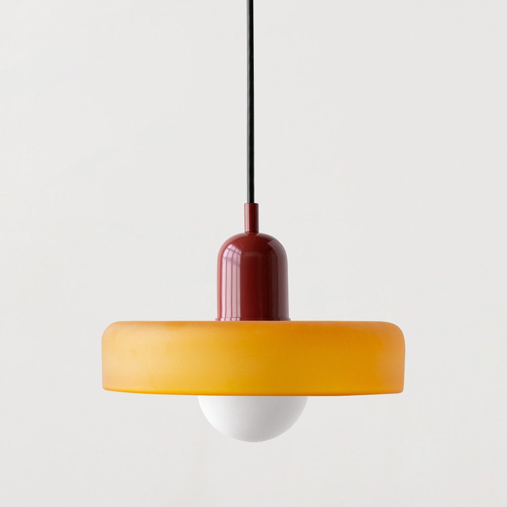 Lámpara Colgante de Vidrio de Color – Moderna, Altura Ajustable y de Diseño Artístico-Lamp-Hogar88-Amarillo helado-Rojo-25 x 18 cm-Hogar88