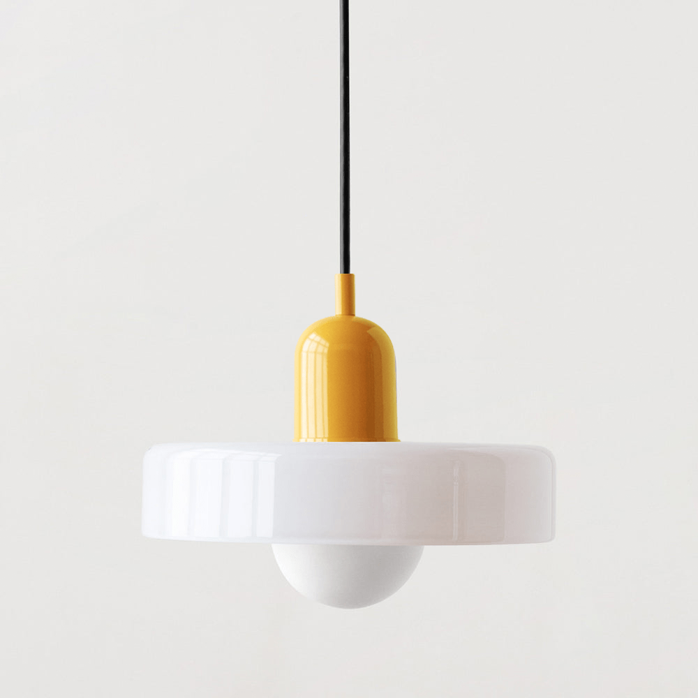 Lámpara Colgante de Vidrio de Color – Moderna, Altura Ajustable y de Diseño Artístico-Lamp-Hogar88-Blanco-Amarillo-25 x 18 cm-Hogar88