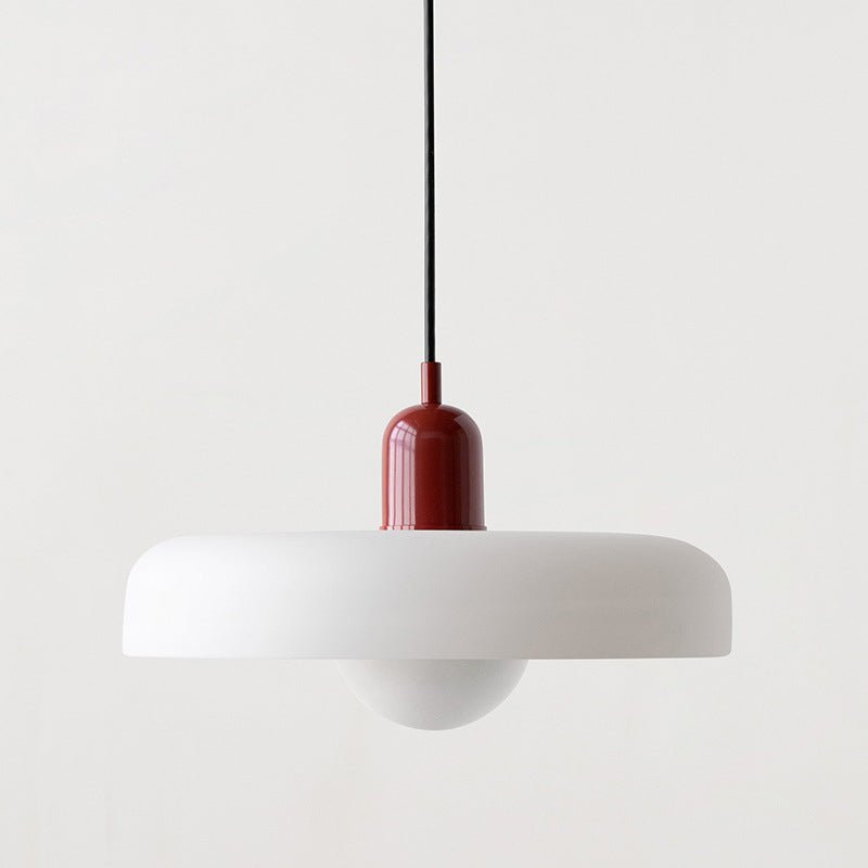 Lámpara Colgante de Vidrio de Color – Moderna, Altura Ajustable y de Diseño Artístico-Lamp-Hogar88-Blanco-Rojo-25 x 18 cm-Hogar88