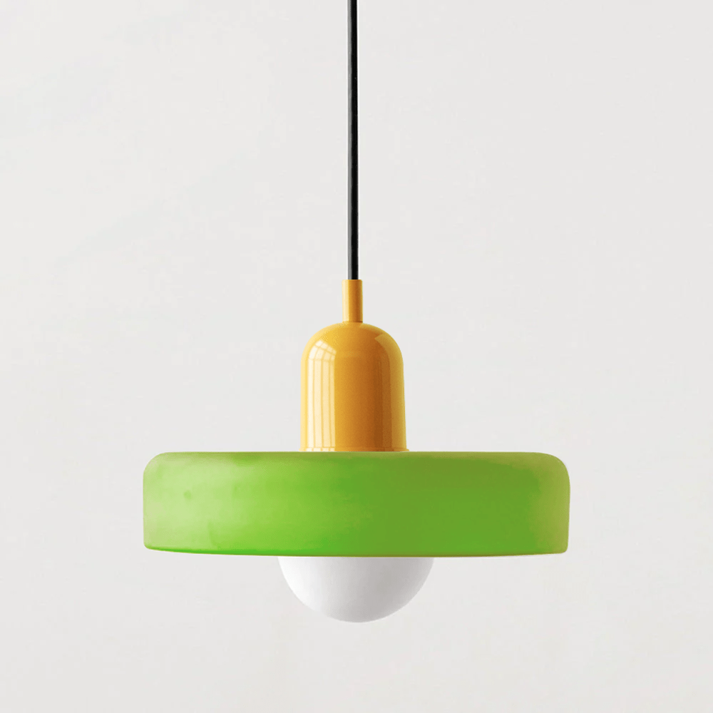 Lámpara Colgante de Vidrio de Color – Moderna, Altura Ajustable y de Diseño Artístico-Lamp-Hogar88-Verde hielo-Amarillo-25 x 18 cm-Hogar88