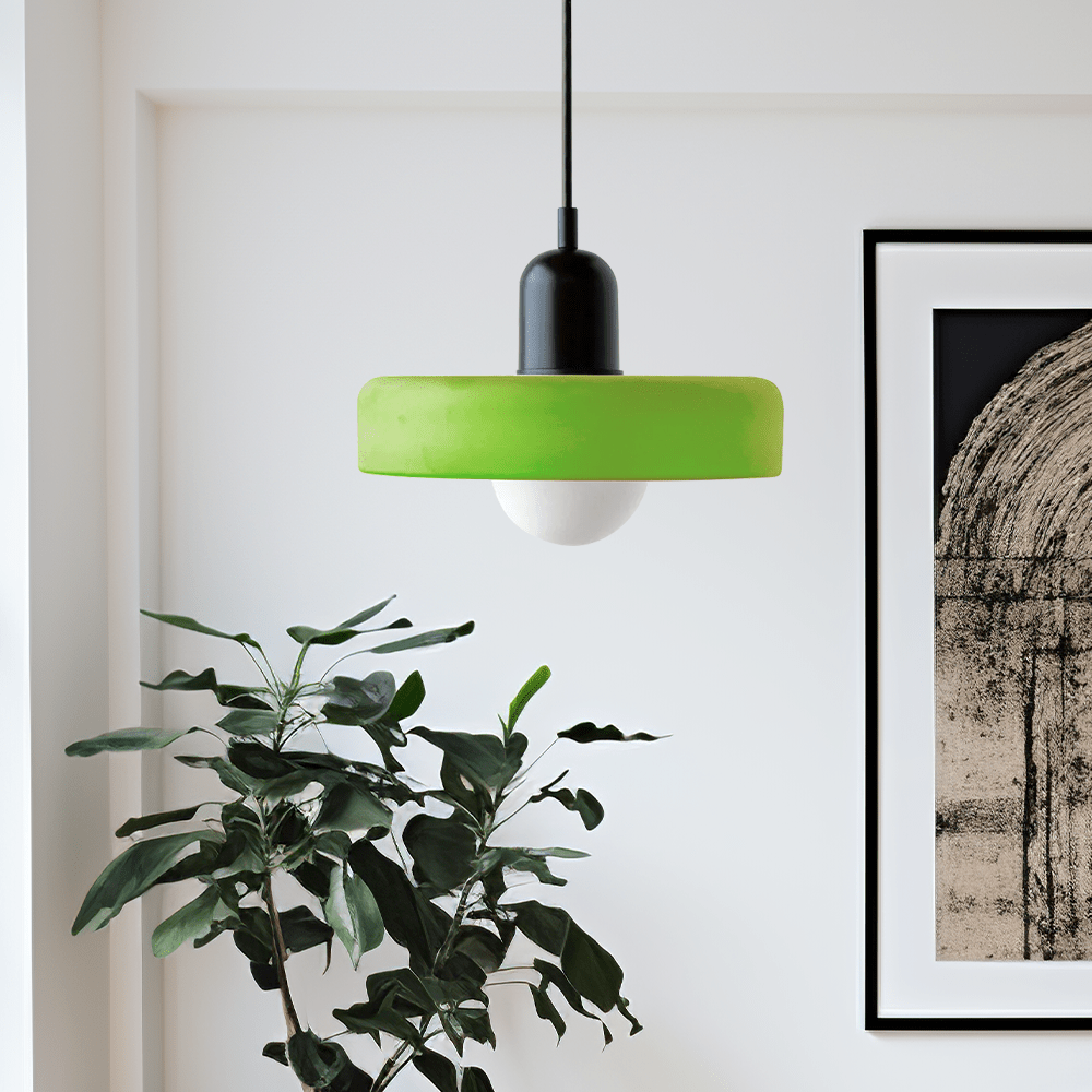 Lámpara Colgante de Vidrio de Color – Moderna, Altura Ajustable y de Diseño Artístico-Lamp-Hogar88-Verde hielo-Negro-25 x 18 cm-Hogar88