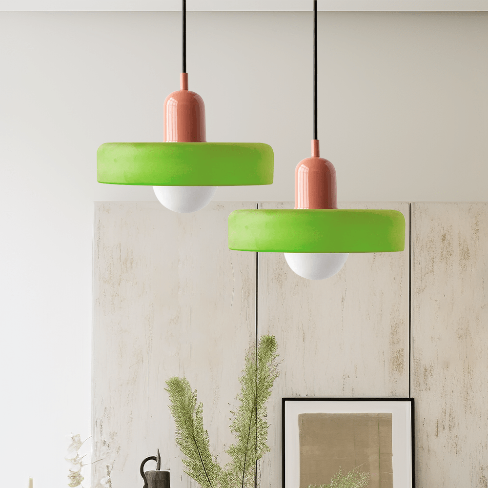 Lámpara Colgante de Vidrio de Color – Moderna, Altura Ajustable y de Diseño Artístico-Lamp-Hogar88-Verde hielo-Rosa-25 x 18 cm-Hogar88