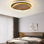 Lámpara LED Circular Minimalista – Toque Natural con Acabado Nogal-Ceiling Light Fixtures-Hogar88-Hogar88