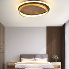 Lámpara LED Circular Minimalista – Toque Natural con Acabado Nogal-Ceiling Light Fixtures-Hogar88-Hogar88