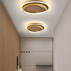 Lámpara LED Circular Minimalista – Toque Natural con Acabado Nogal-Ceiling Light Fixtures-Hogar88-Hogar88