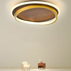 Lámpara LED Circular Minimalista – Toque Natural con Acabado Nogal-Ceiling Light Fixtures-Hogar88-Hogar88