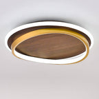Lámpara LED Circular Minimalista – Toque Natural con Acabado Nogal-Ceiling Light Fixtures-Hogar88-Hogar88