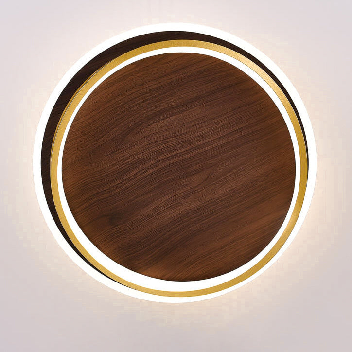 Lámpara LED Circular Minimalista – Toque Natural con Acabado Nogal-Ceiling Light Fixtures-Hogar88-Hogar88