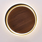 Lámpara LED Circular Minimalista – Toque Natural con Acabado Nogal-Ceiling Light Fixtures-Hogar88-Hogar88