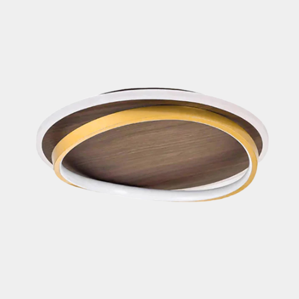 Lámpara LED Circular Minimalista – Toque Natural con Acabado Nogal-Ceiling Light Fixtures-Hogar88-Hogar88
