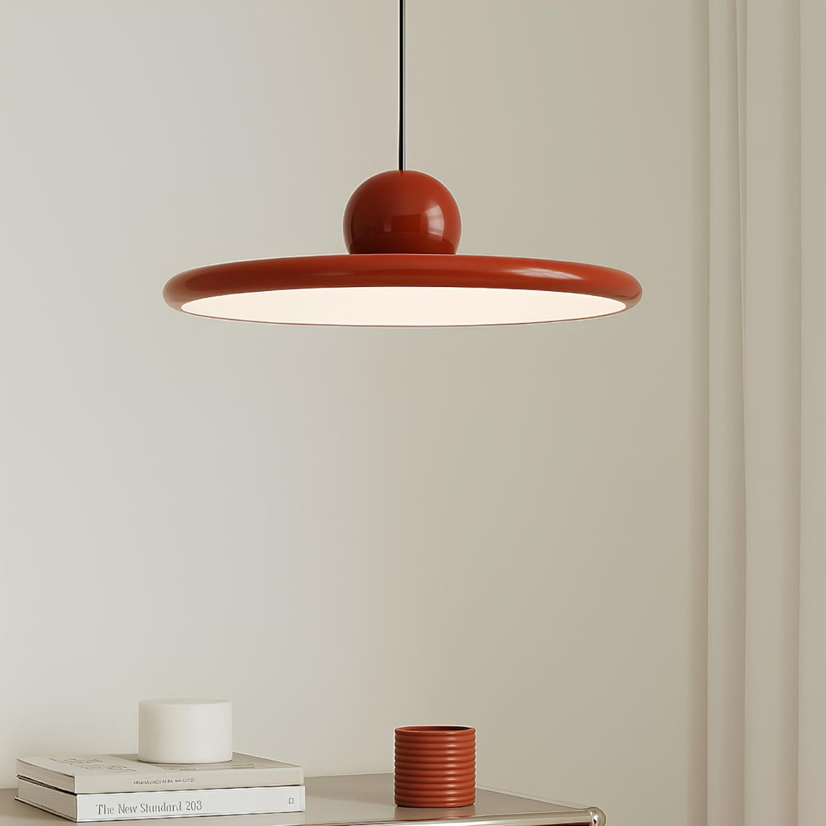 Lámpara LED Colgante de Estilo Contemporáneo – Acabado Brillante para Decoración Sofisticada-Pendant Lamp-Hogar88-Rojo-30 cm-Hogar88