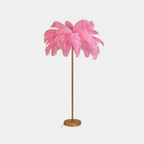 Lámpara de Mesa Art Decó Dorada – Diseño con Plumas Elegantes-Table Lamps-Hogar88-Rosa-Hogar88