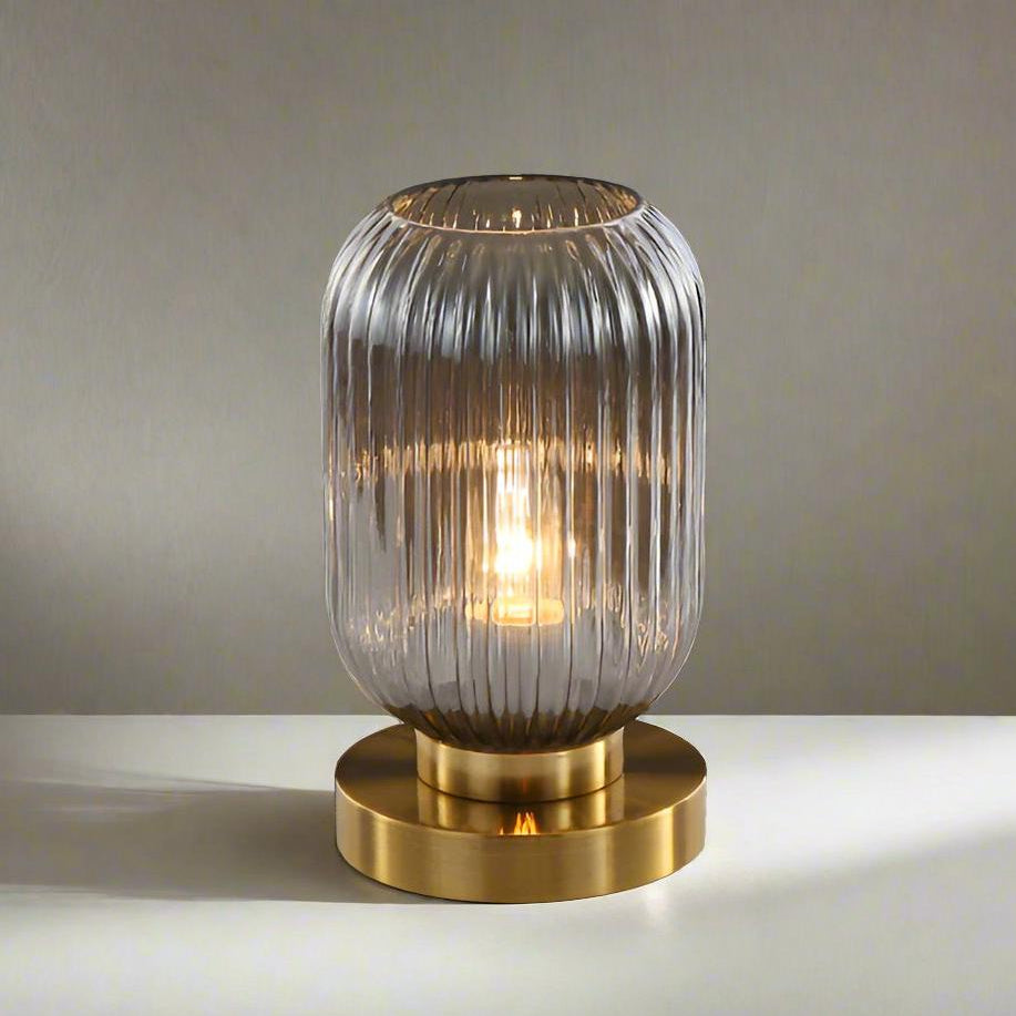 Lámpara de Mesa Escandinava de Vidrio Ámbar – Diseño Elegante Moderno-Lamp-Hogar88-Gris-13 cm-Hogar88