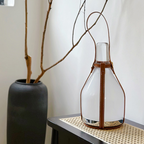 Lámpara de Mesa Moderna de Vidrio Esmerilado con Asa de Cuero – Diseño Sofisticado para Ambientes Contemporáneos-Table Lamps-Hogar88-Hogar88