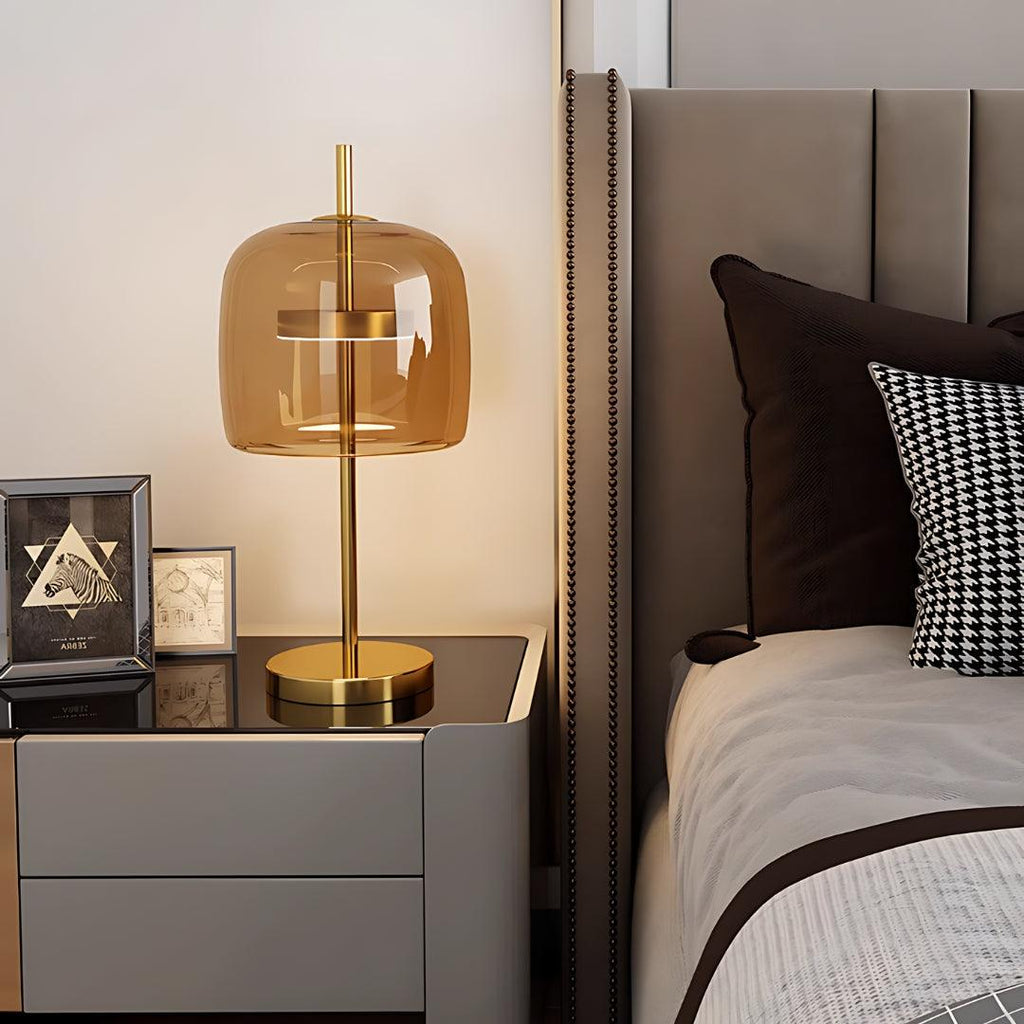 Lámpara de Mesa de Vidrio y Metal – Luz LED Ajustable-Table Lamps-Hogar88-Hogar88