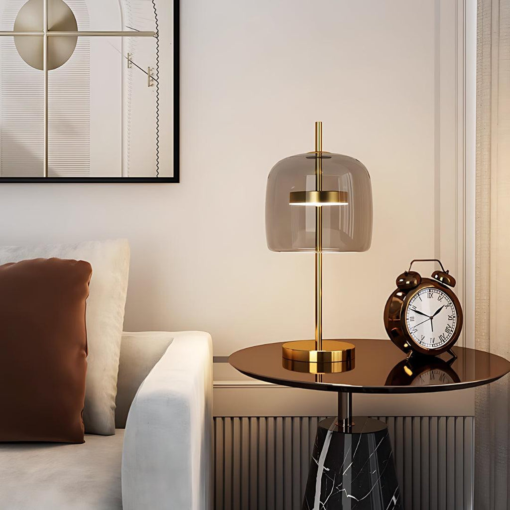 Lámpara de Mesa de Vidrio y Metal – Luz LED Ajustable-Table Lamps-Hogar88-Hogar88