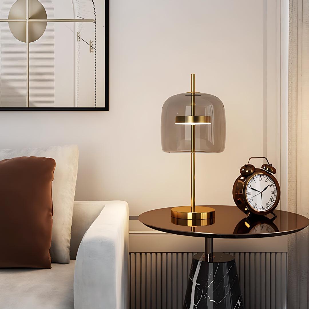 Lámpara de Mesa de Vidrio y Metal – Luz LED Ajustable-Table Lamps-Hogar88-Hogar88