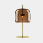 Lámpara de Mesa de Vidrio y Metal – Luz LED Ajustable-Table Lamps-Hogar88-Ámbar-Hogar88