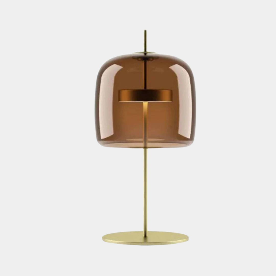 Lámpara de Mesa de Vidrio y Metal – Luz LED Ajustable-Table Lamps-Hogar88-Ámbar-Hogar88