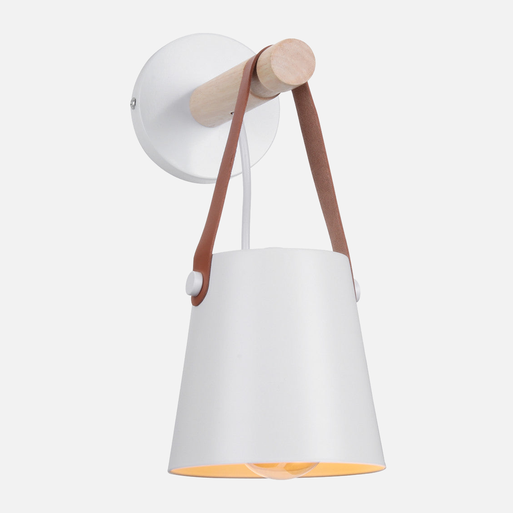 Lámpara de Pared Moderna de Madera y Metal con Correa – Iluminación Elegante para Hogar-Wall Light Fixtures-Hogar88-Blanco-Hogar88
