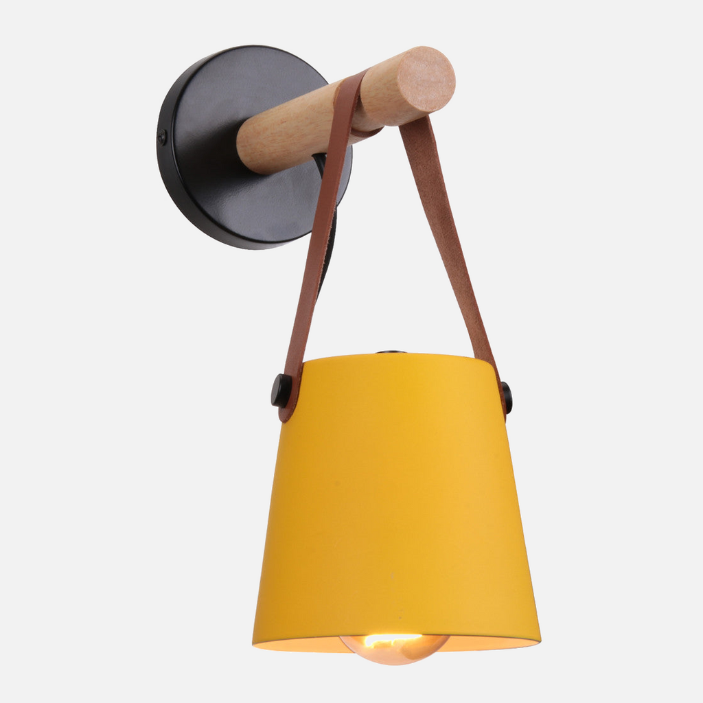 Lámpara de Pared Moderna de Madera y Metal con Correa – Iluminación Elegante para Hogar-Wall Light Fixtures-Hogar88-Caléndula-Hogar88
