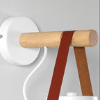 Lámpara de Pared Moderna de Madera y Metal con Correa – Iluminación Elegante para Hogar-Wall Light Fixtures-Hogar88-Hogar88