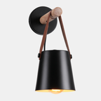 Lámpara de Pared Moderna de Madera y Metal con Correa – Iluminación Elegante para Hogar-Wall Light Fixtures-Hogar88-Negro-Hogar88
