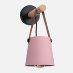 Lámpara de Pared Moderna de Madera y Metal con Correa – Iluminación Elegante para Hogar-Wall Light Fixtures-Hogar88-Rosa Claro-Hogar88