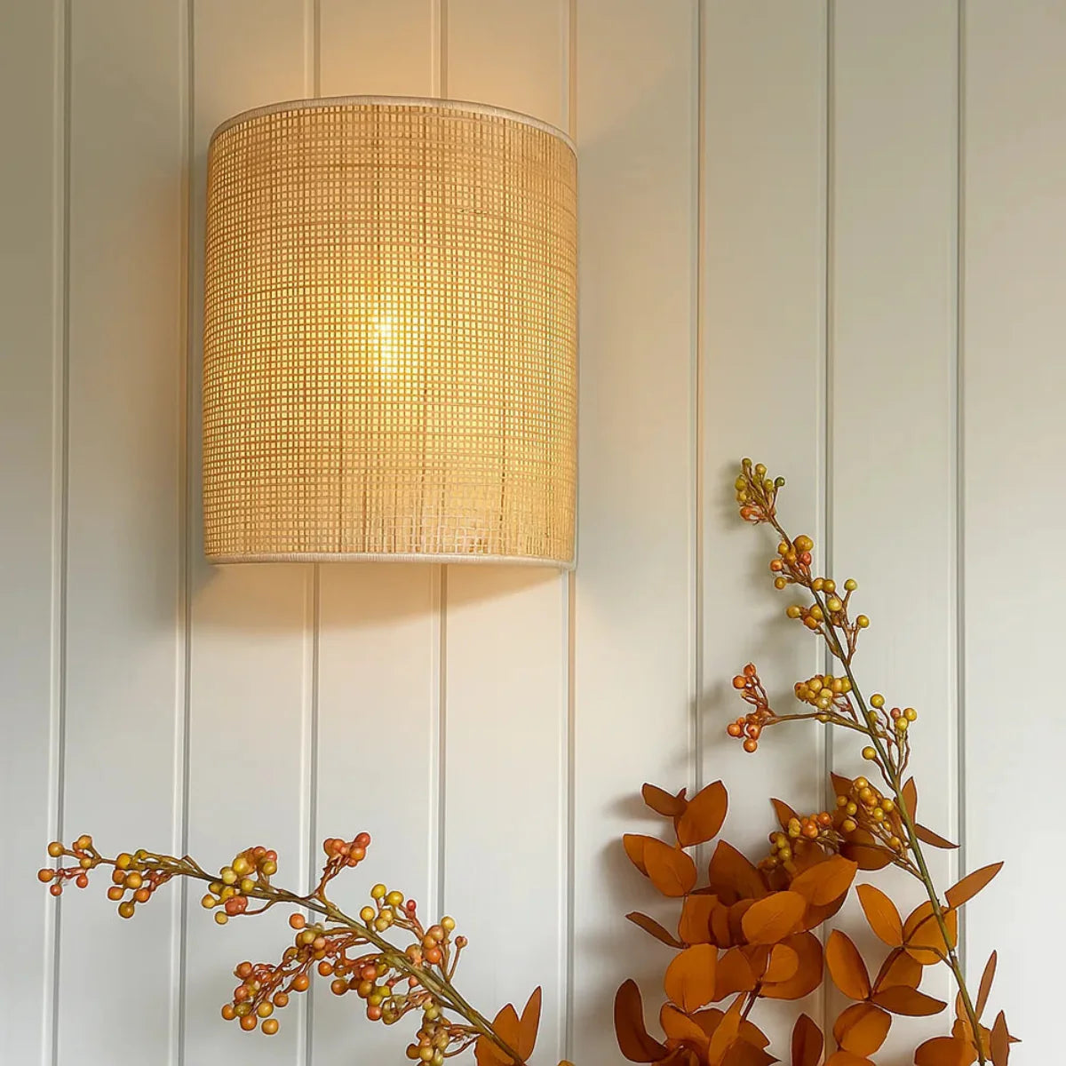 Lámpara de Pared de Ratán – Iluminación Natural para Decoración Bohemia Moderna-Wall Lamp-Hogar88-Hogar88